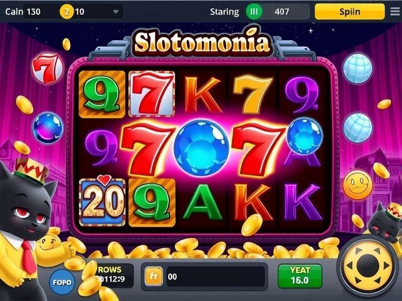 Vibrant collection of Slotomania slot machine games on multiple screens