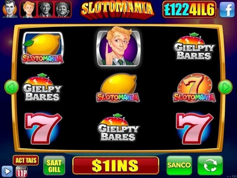 Person playing Slotomania on mobile device with colorful slot machine interface